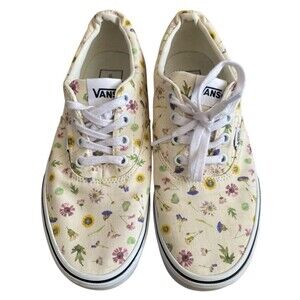 Vans Doheny Pressed Flower Floral Canvas Shoes Women’s Size 8 Cream Multicolor